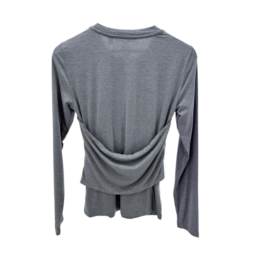 Vero Moda Nelly Ruched Knit Shirt Corset Top Gray Size Medium Long Sleeve NWT - Picture 7 of 8